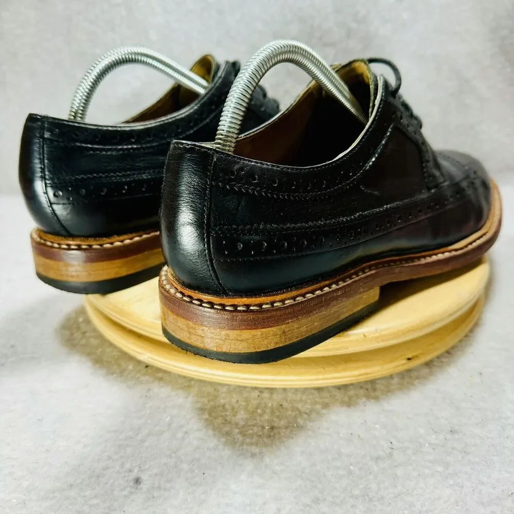 Bostonian NO16 Longwing Mens Dress Oxford Black Leather US Size 9 Shoes Wing Tip